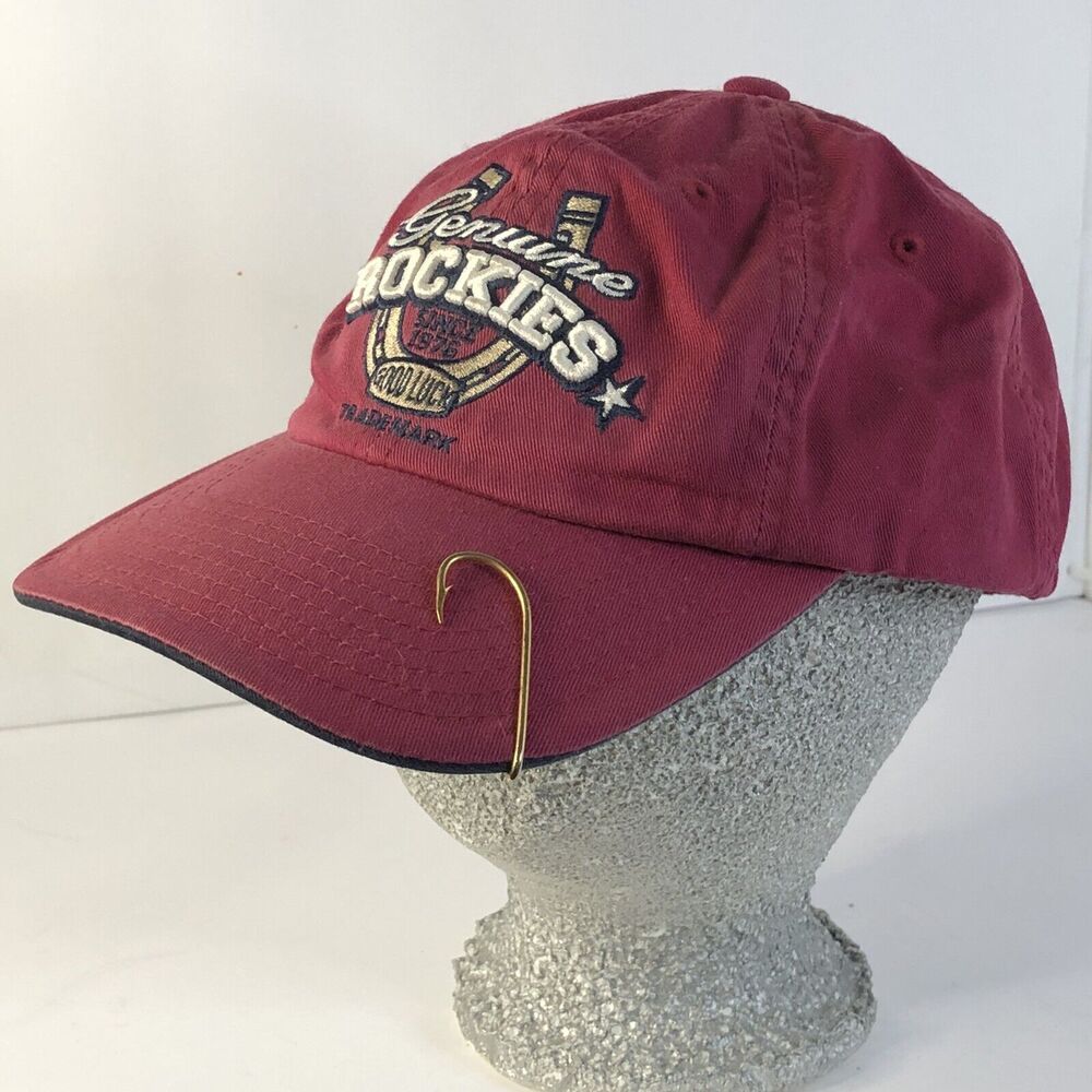 VTG Colorado Rockies Dad Hat Rocky Mountain Horseshoe Good Luck Fishing Maroon